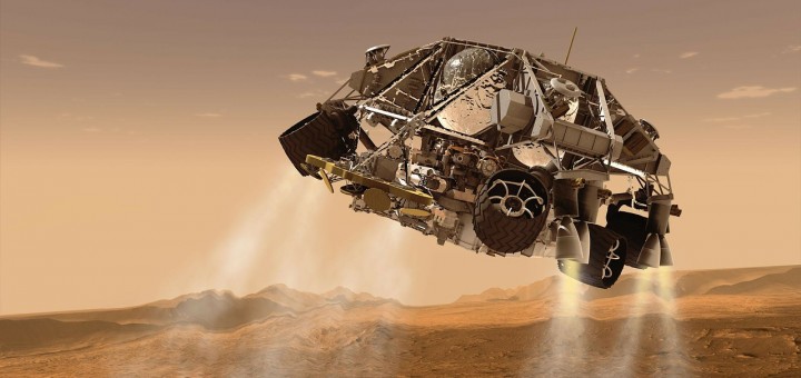Mars Roboter Rover landet auf der Planetenoberfläche